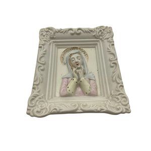Madonna Fine Porcelain Vintage Lefton Hand Painted Wall Art  MCM Collectible